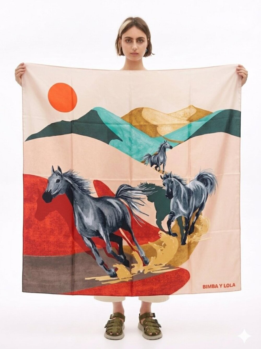 MASSIVE Bimba Y Lola 🐎 Equestrian / Desert Landscape Scarf Anthropologie